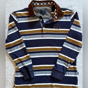 Goldlion Men's Striped Long Sleeve Shirt - Blue and Brown (M)